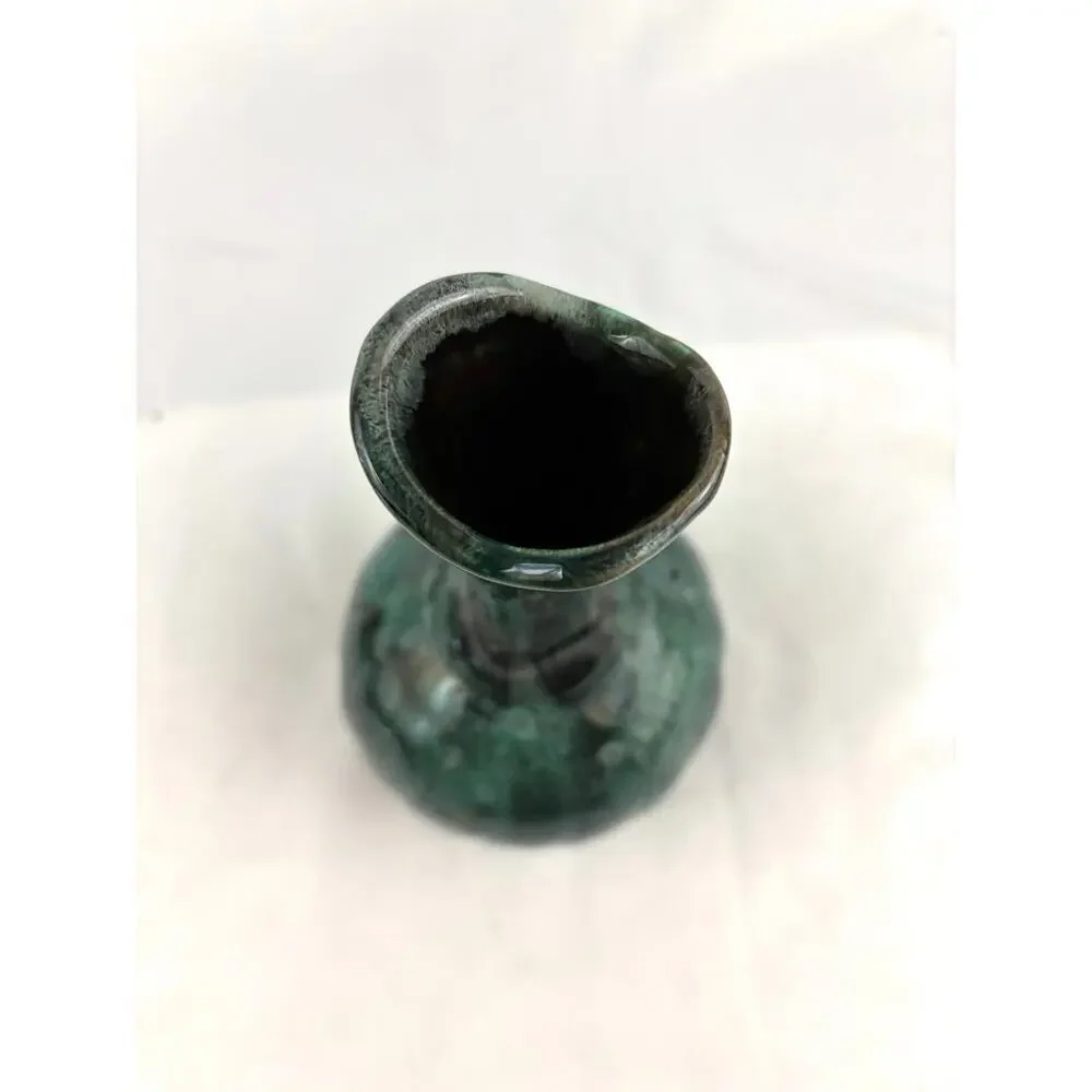 Vintage Blue Mountain Glazed Pottery Bud Table Vase‎ 8" Green Blue - Picture 3 of 15